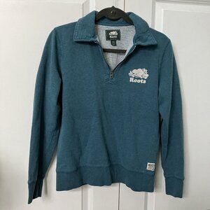 Roots Women's Blue Quarter-Zip Top